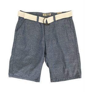 Rustic Blue Mens Shorts Size 34 Light Blue White Belt 10" Inseam Pockets NEW